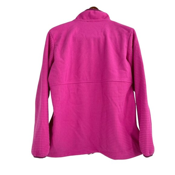 Lands' End Pink Grid Fleece Full Zip Up Jacket Womens Size Large Outdoor Casual - Picture 4 of 10